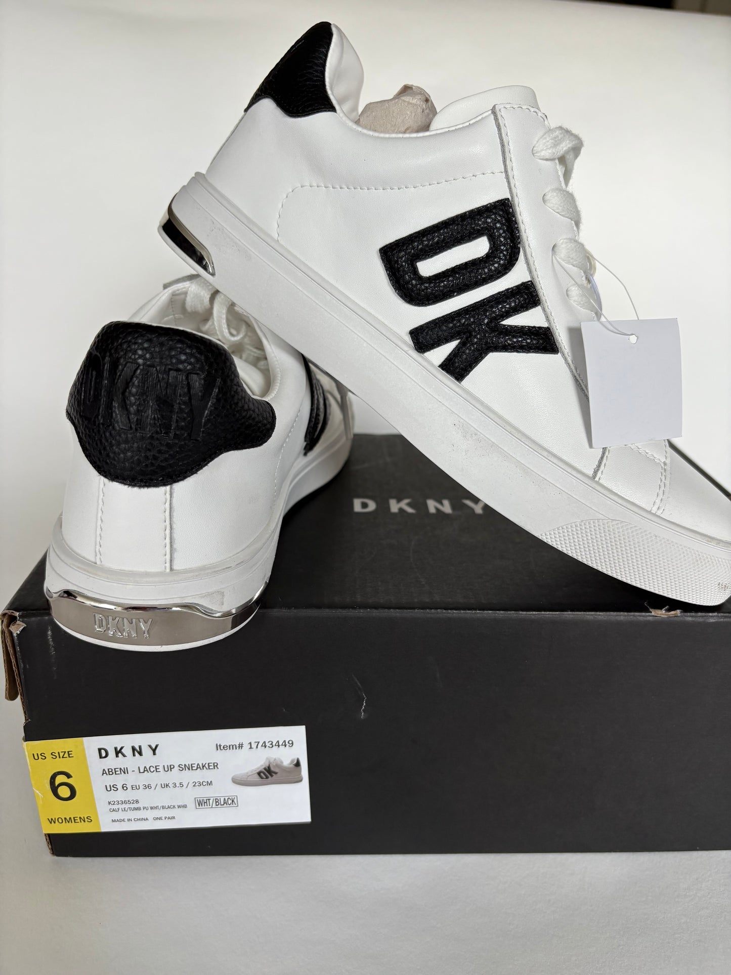 DKNY Women's Abeni Lace Up Sneakers - White