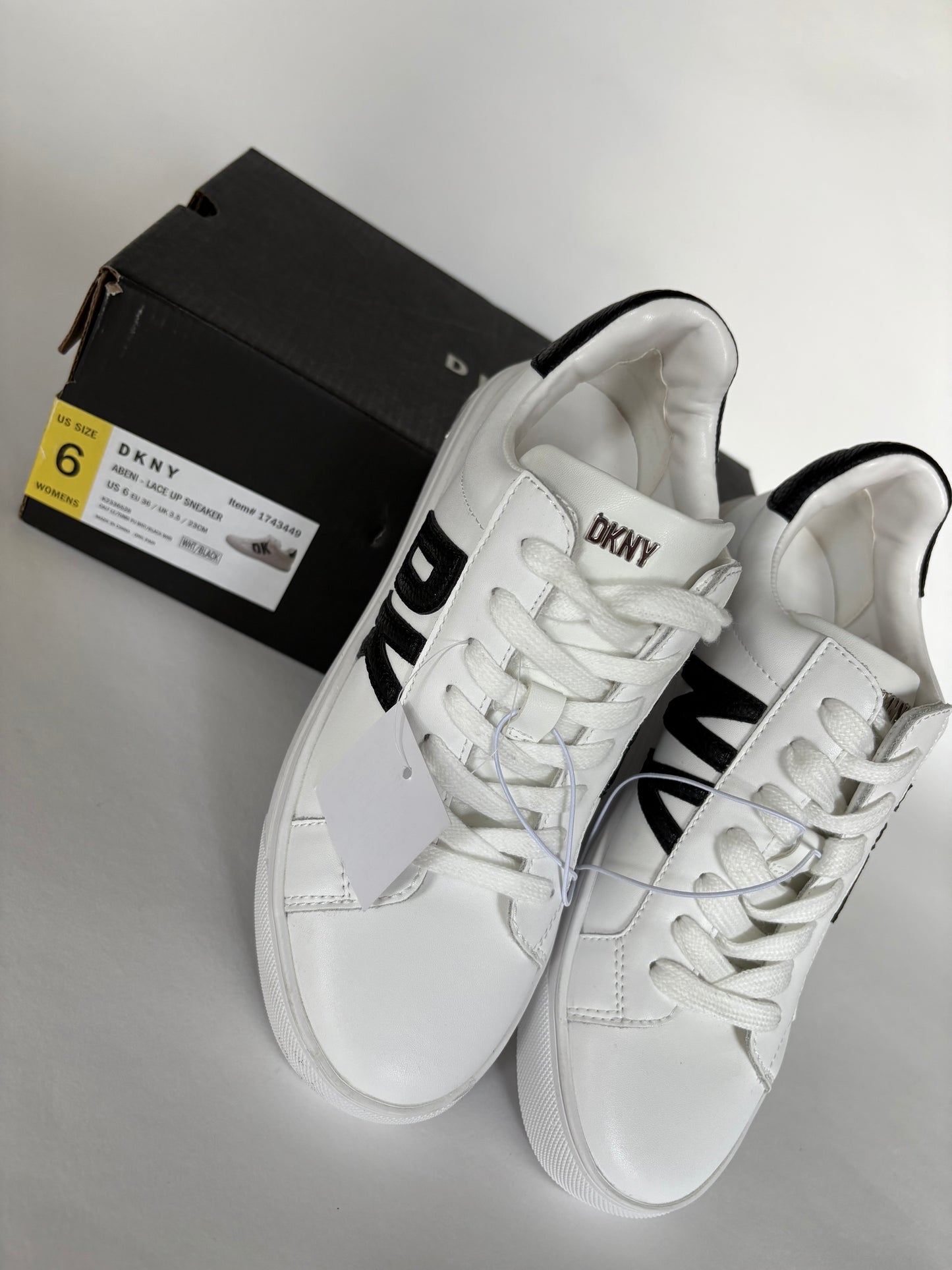 DKNY Women's Abeni Lace Up Sneakers - White
