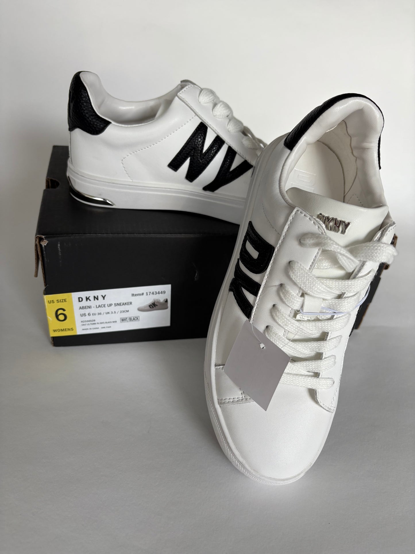 DKNY Women's Abeni Lace Up Sneakers - White